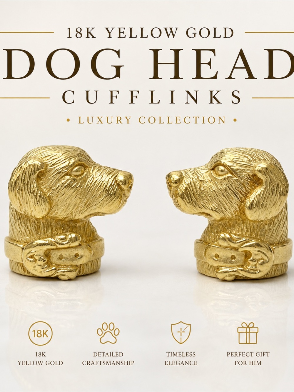 Barry Kieselstein-Cord 18K Yellow Gold Labrador Retriever Dog Vintage Cufflinks
